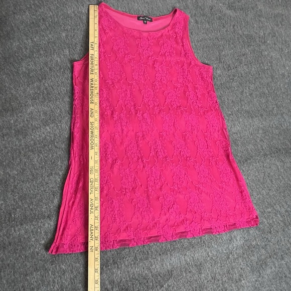 Slinky Brand Hot Pink Sleeveless Lace Tank Top Lined Womens Large Office Siren - Picture 3 of 8